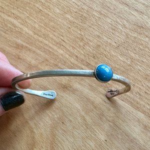 Artie Yellowhorse Silver Bracelet with a Blue Stone
